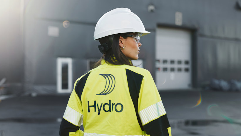 Hydro employee wearing a hard hat