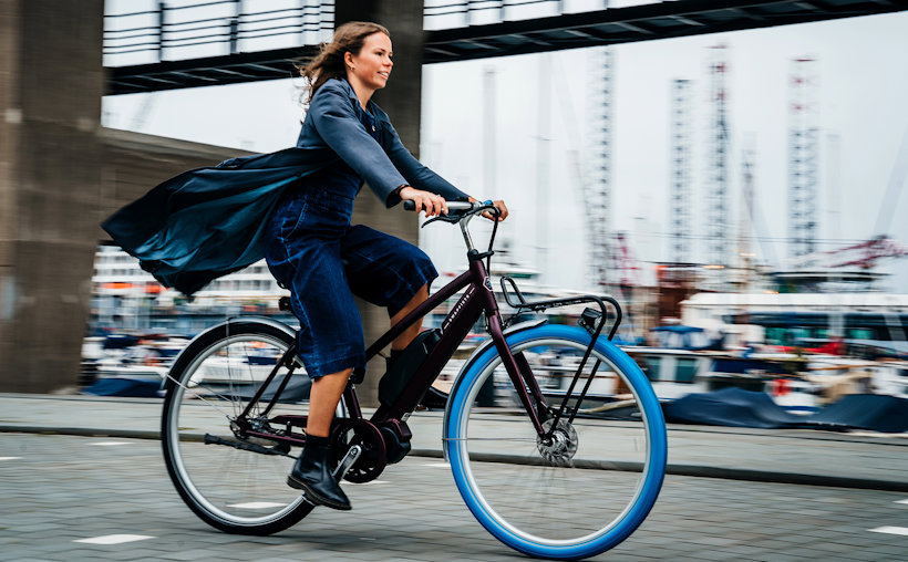 a woman riding a bicycle