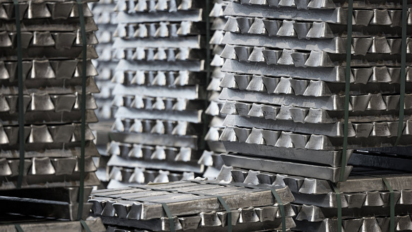 a close-up of aluminium ingots