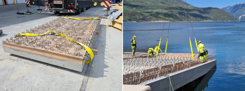 The new Ro-Ro ramp built at Hydro’s primary aluminium plant in Sunndal, Norway. Parts of the ramp is using concrete and aluminium composite elements to demonstrate the concepts functionality.